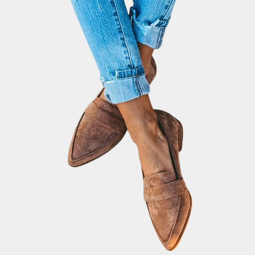 Hadley | Pointed Toe Suede Panel Slip-On Orthopedic Flats