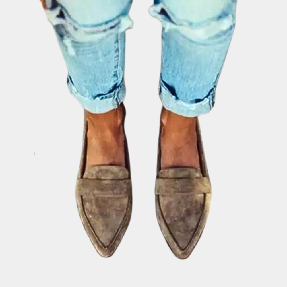 Hadley | Pointed Toe Suede Panel Slip-On Orthopedic Flats