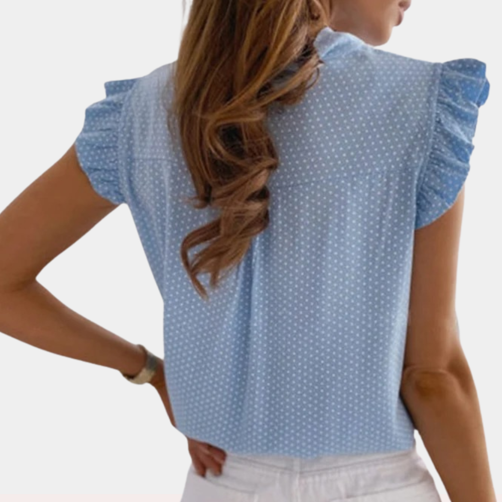Josephine | Women's Sleeveless Blouse with Polka Dot Bow-Neck Design