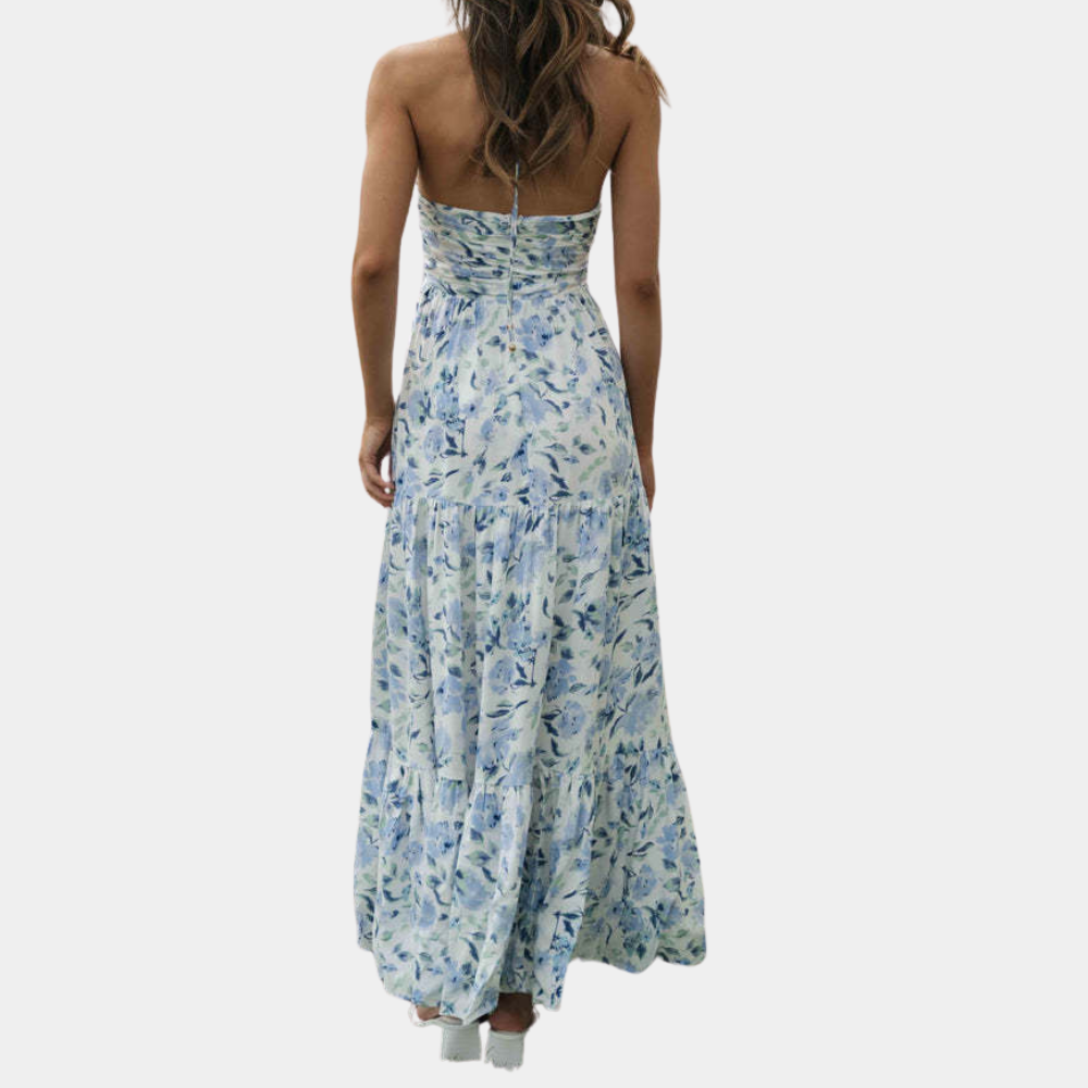 Marigold | Ditsy Floral Tiered Halter Neck Maxi Dress with V-Front