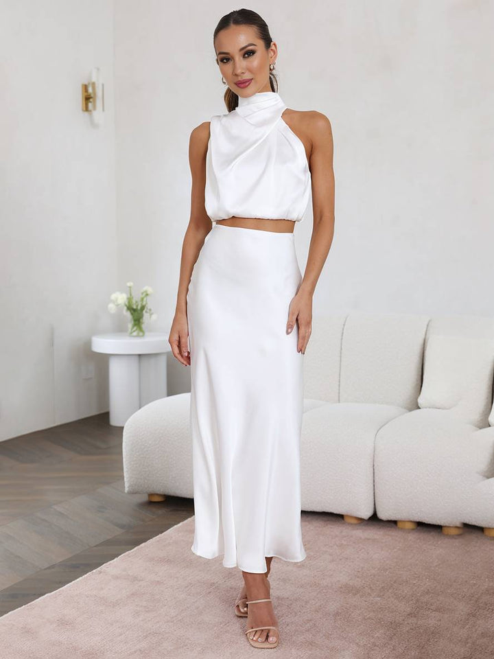 Sienna | Satin Crop & Skirt Summer Dress Set