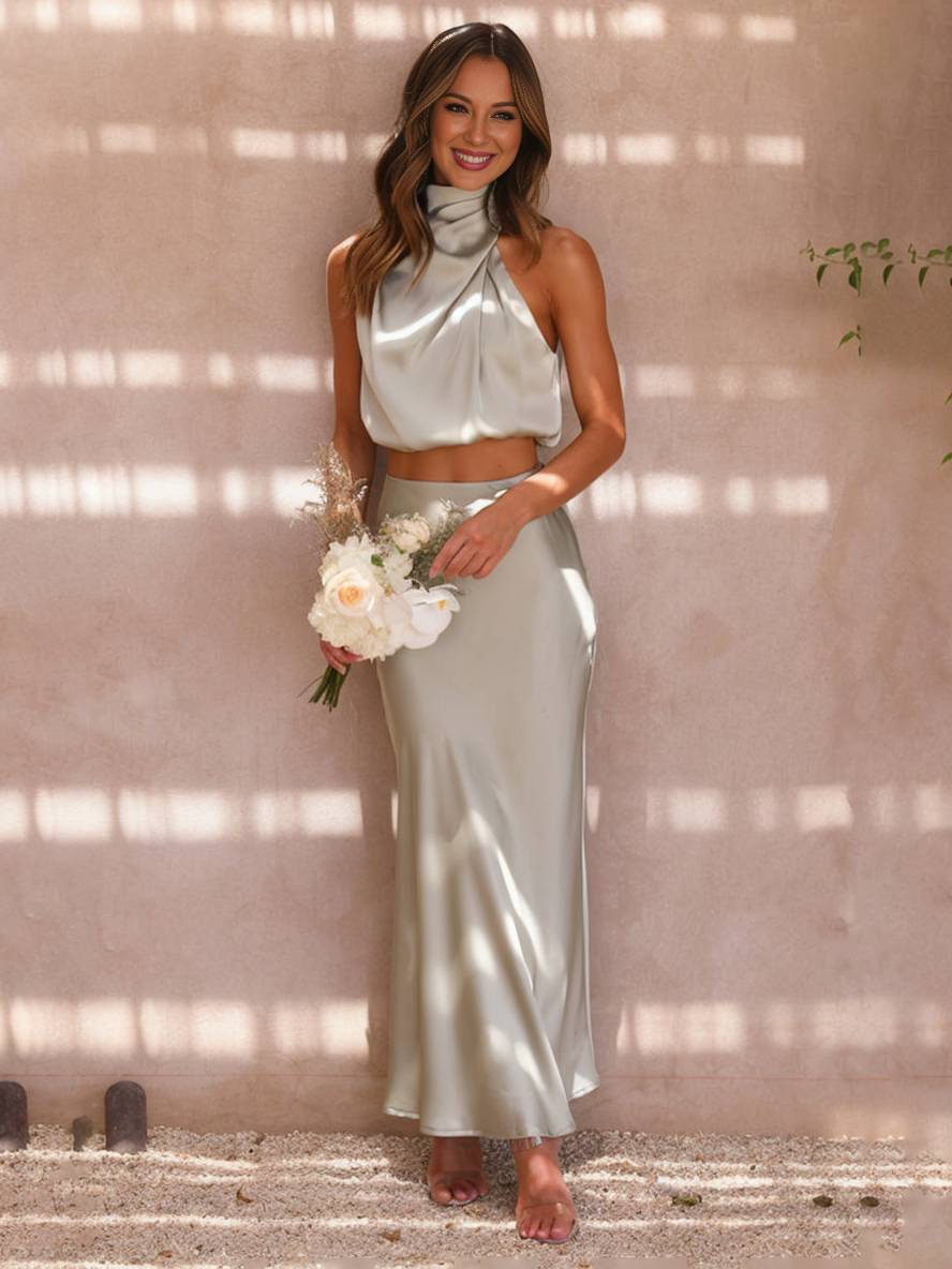 Sienna | Satin Crop & Skirt Summer Dress Set