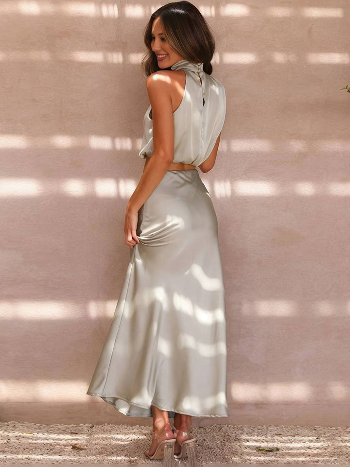Sienna | Satin Crop & Skirt Summer Dress Set