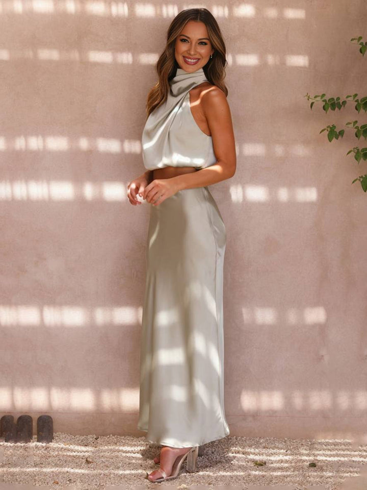 Sienna | Satin Crop & Skirt Summer Dress Set