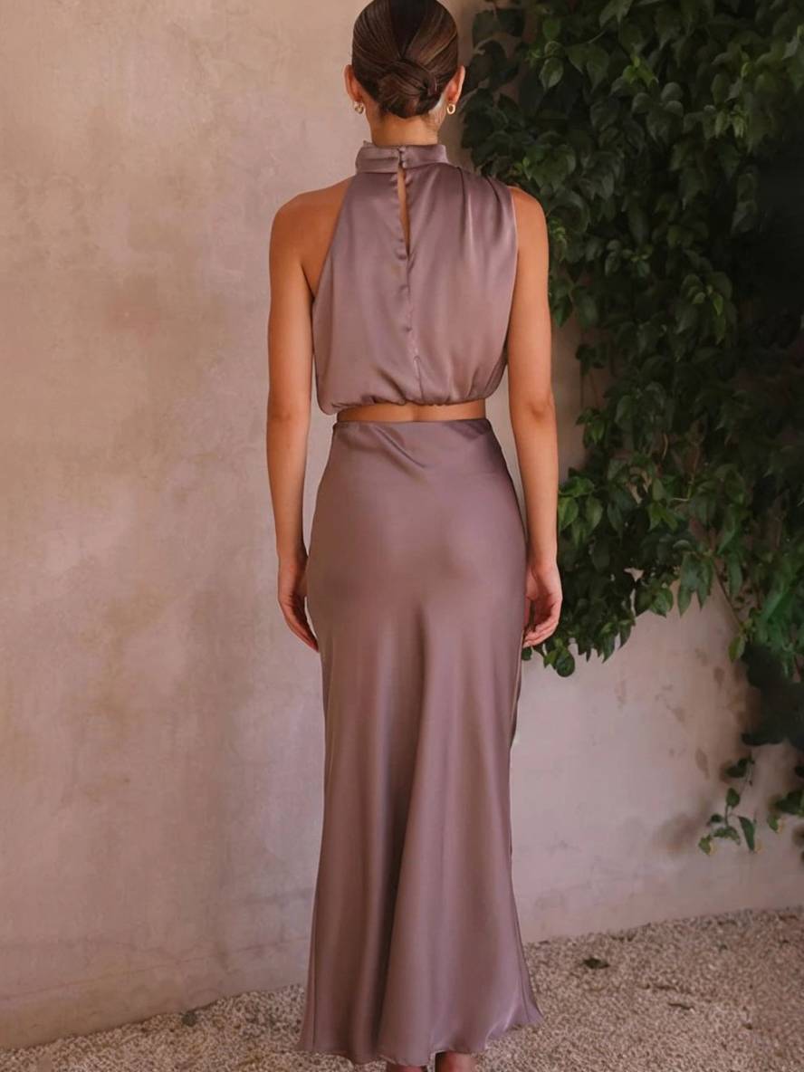 Sienna | Satin Crop & Skirt Summer Dress Set