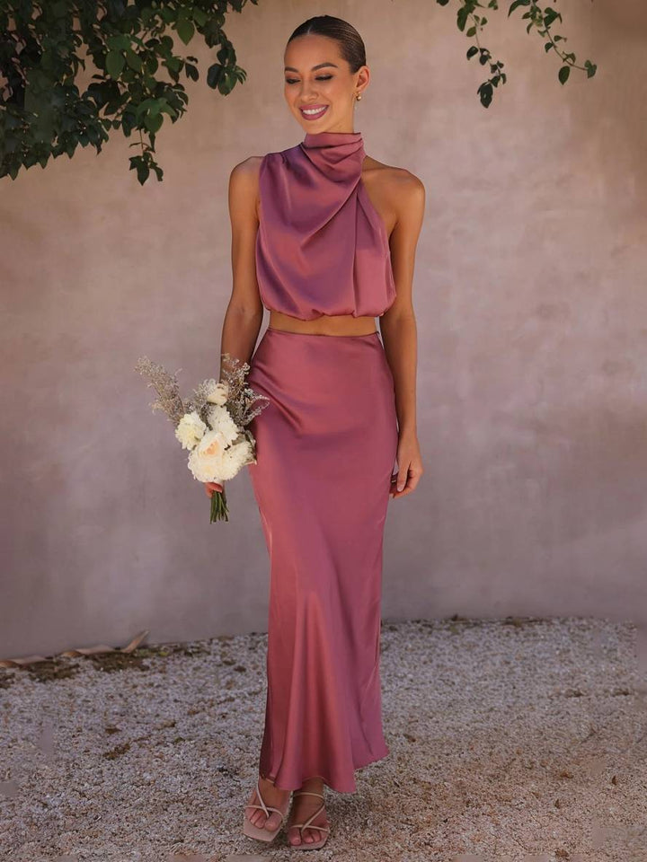 Sienna | Satin Crop & Skirt Summer Dress Set
