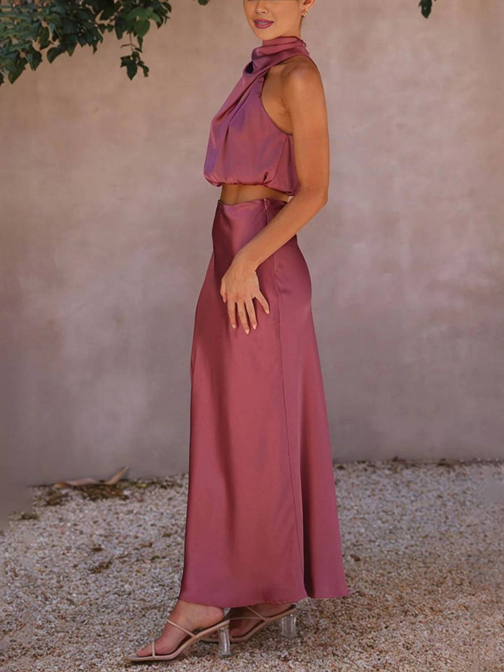 Sienna | Satin Crop & Skirt Summer Dress Set