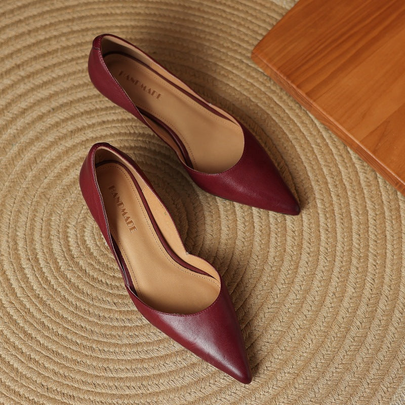 Harlow Leather Kitten Heels – Women's Pointed Toe Slip-On Pumps