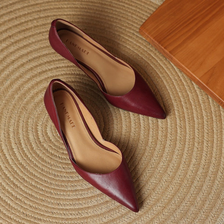 Harlow Leather Kitten Heels – Women's Pointed Toe Slip-On Pumps