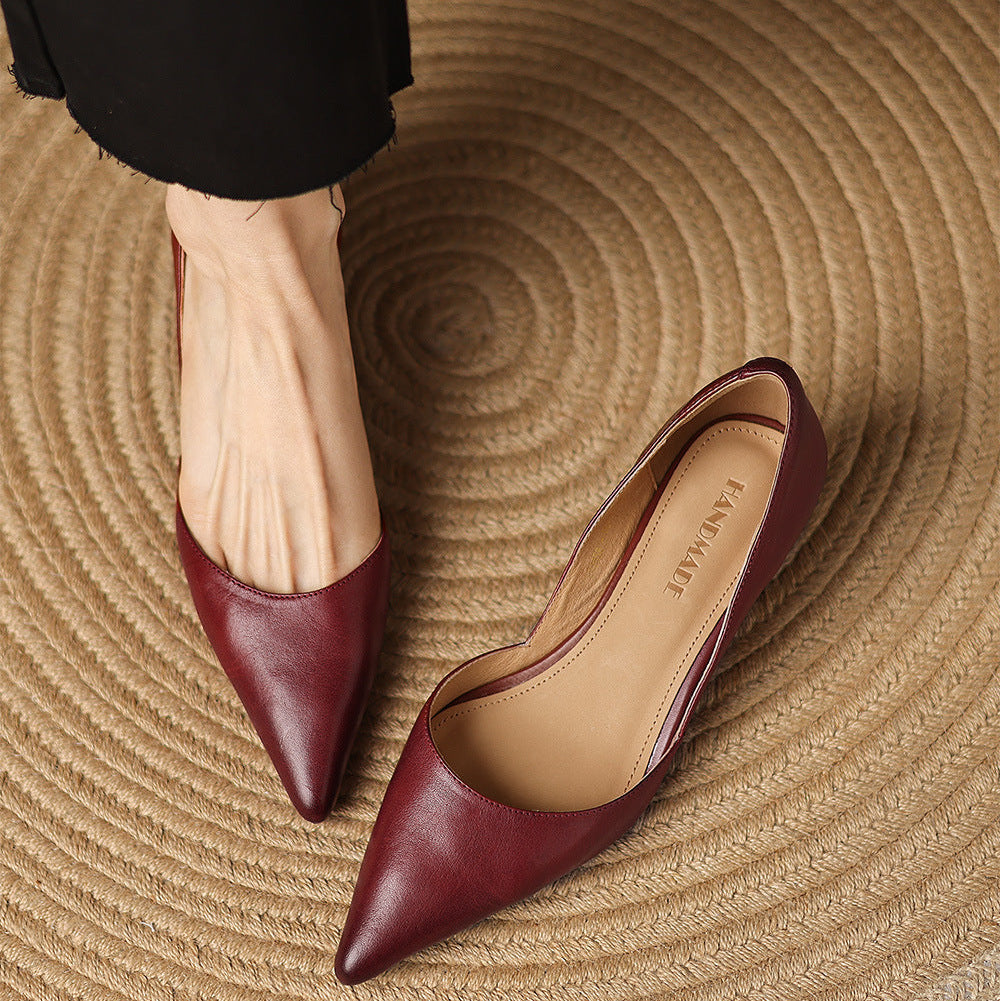 Harlow Leather Kitten Heels – Women's Pointed Toe Slip-On Pumps