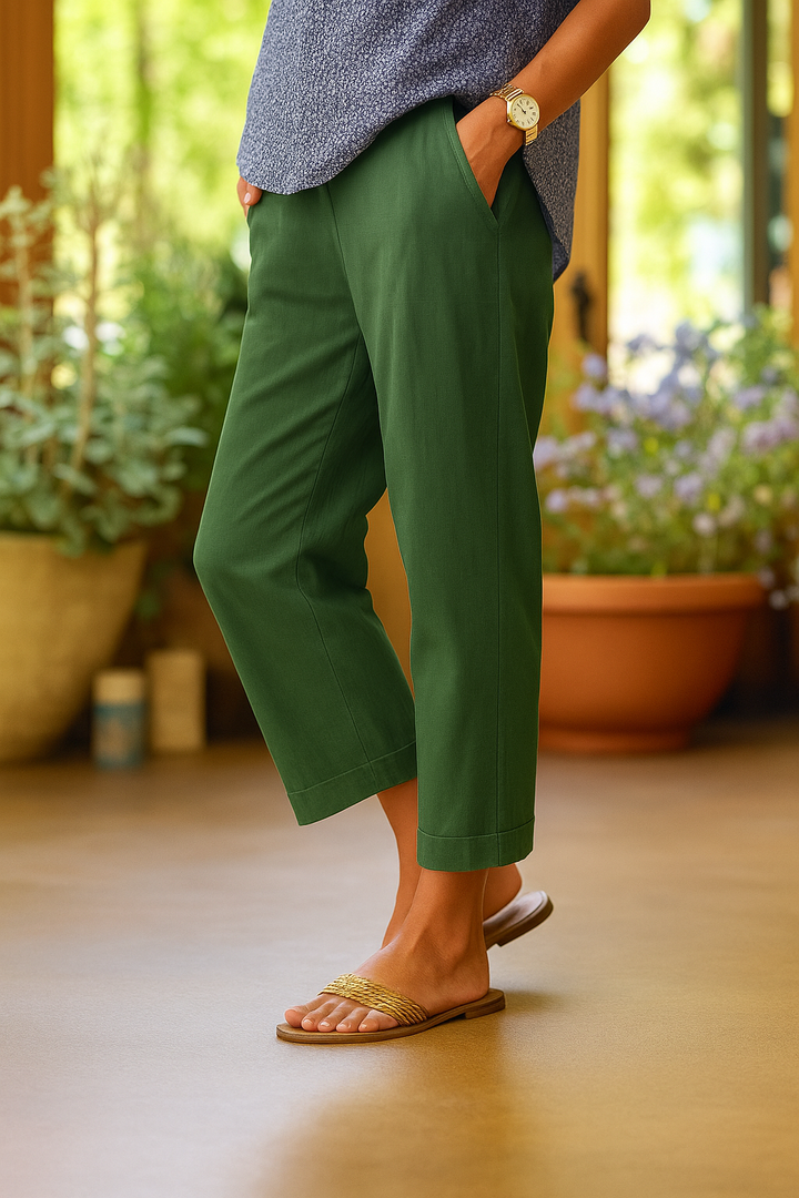Marlowe | Women's Linen Pants Tailored Crop Trouser
