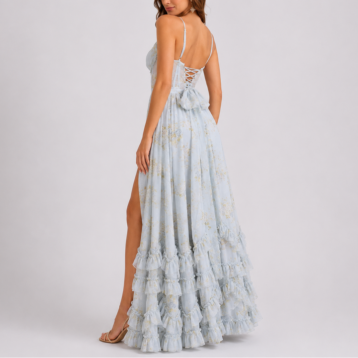 Rosalinde | Women's Corset Bodice Summer Dress with Tiered Ruffle Hem