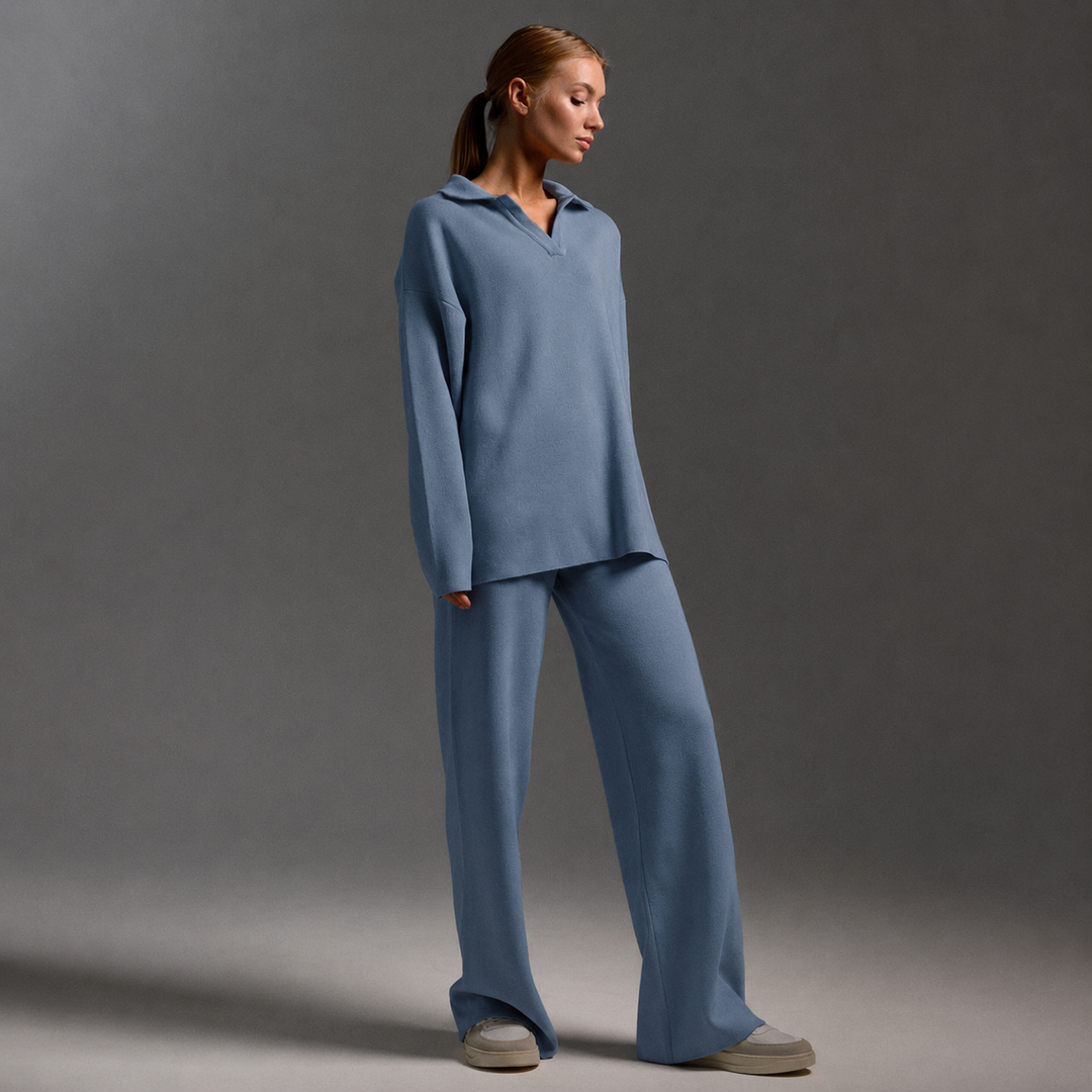 Odalys | Women's Knitted Tracksuit – Wide Leg Loungewear Set