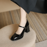 Celina | Patent Square Toe Block Heel Mary Jane Heels