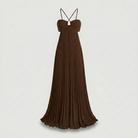 Aurore | Crossback Pleated Maxi Dress with Cutout Bodice