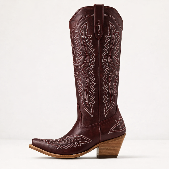 Sabrina | Women's Embroidered Knee High Boots – Western Pointed Toe Style