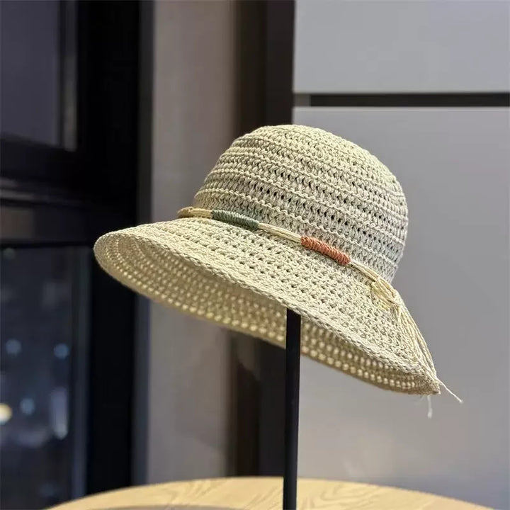 Adalyn | Women's Wide Brim Crochet Hat with Woven Rope Trim Detail