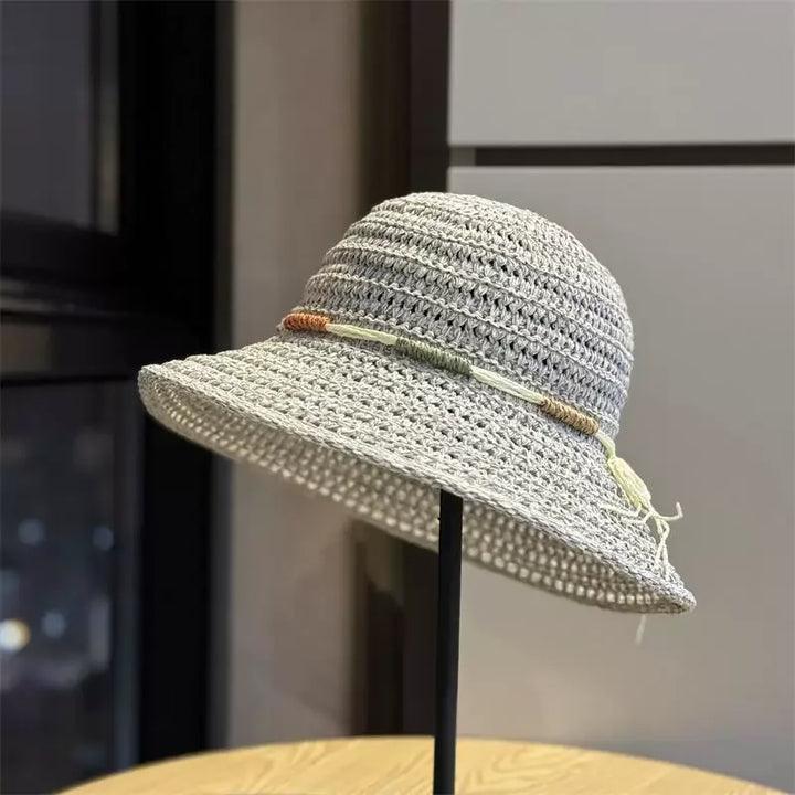 Adalyn | Women's Wide Brim Crochet Hat with Woven Rope Trim Detail