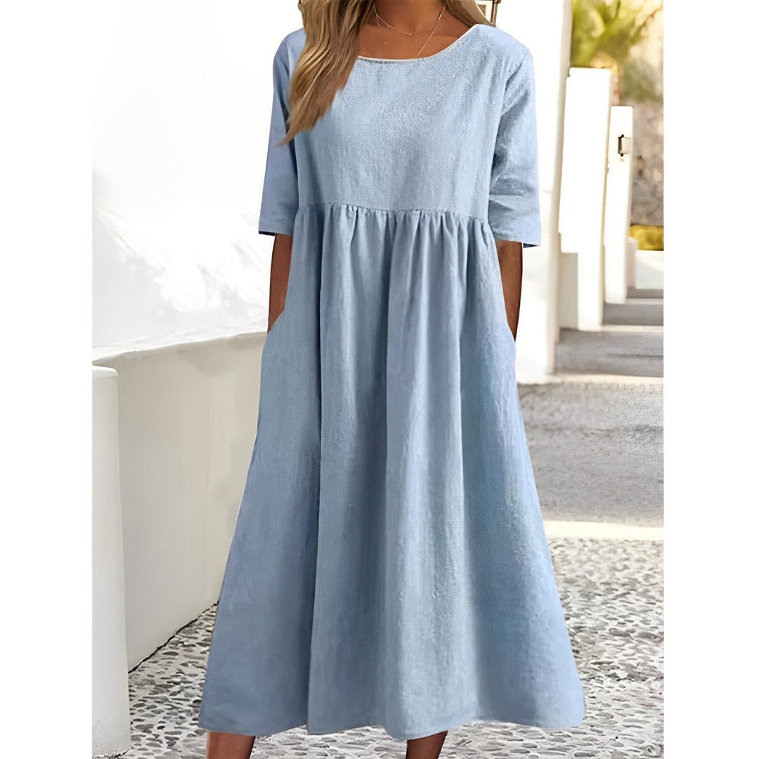 Positano | Gathered Empire Waist Linen Summer Dress