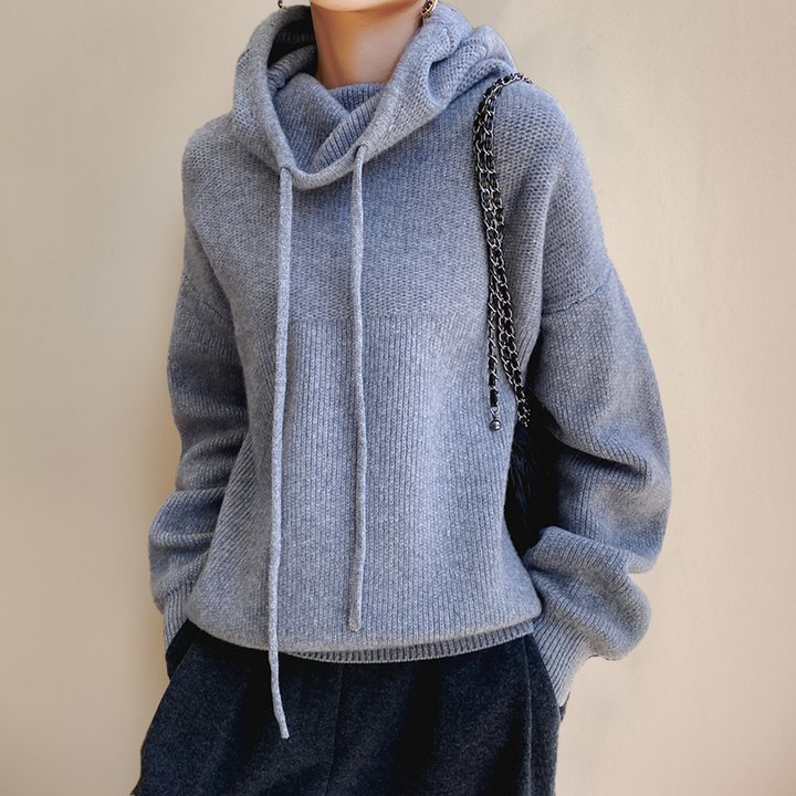 Ingrid | Women's Oversized Knit Hoodie – Relaxed Drawstring Design