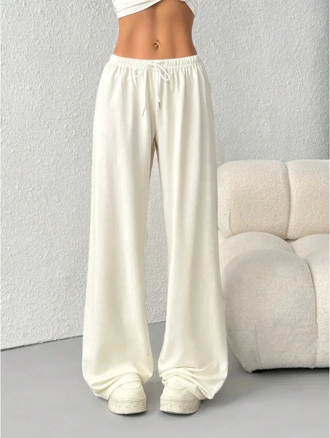 Talia | Women's Sweatpants – Relaxed Fit Wide Leg Solid Colour Joggers