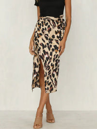 Marisol | Women's Leopard Print Wrap Midi Skirt