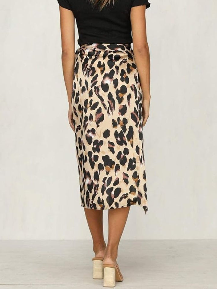 Marisol | Women's Leopard Print Wrap Midi Skirt