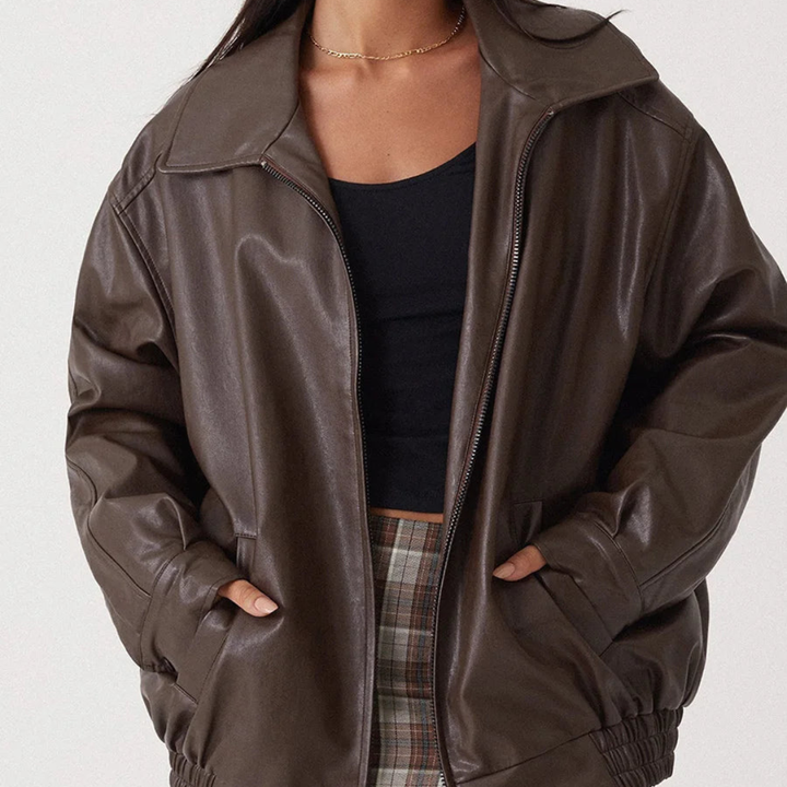 Verena | Women's Bomber Jacket – Oversized Long-Sleeve Zip Front