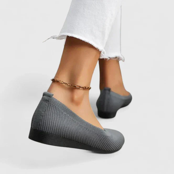 Adalynn | Women's Round Toe Orthopedic Flats with Knit Mesh Detail