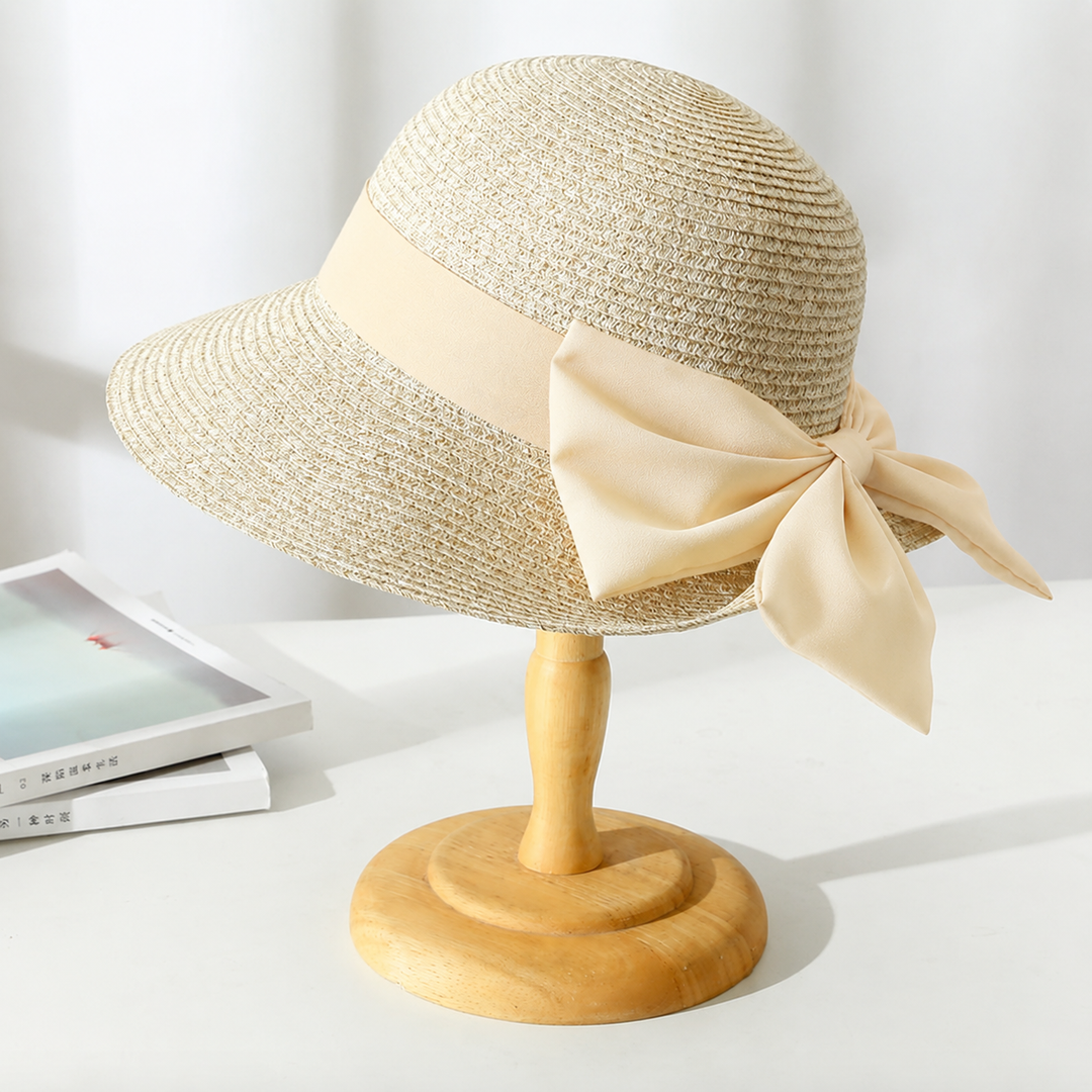 Josephine | Women's Wide Brim Crochet Hat with Bow Tie Accent