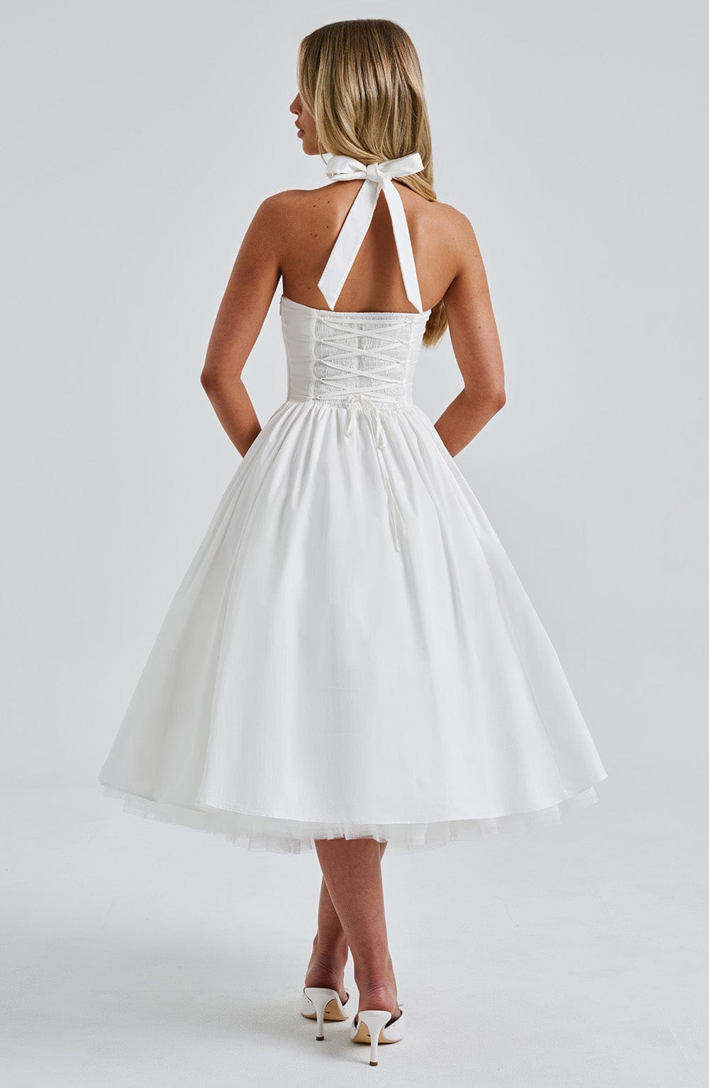 Winnifred | Women's Halter Bow Wedding Guest Dress Full Skirt