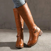 Xiomara | Women's Elegant Leather Knee High Boots – Comfortable Zip Design