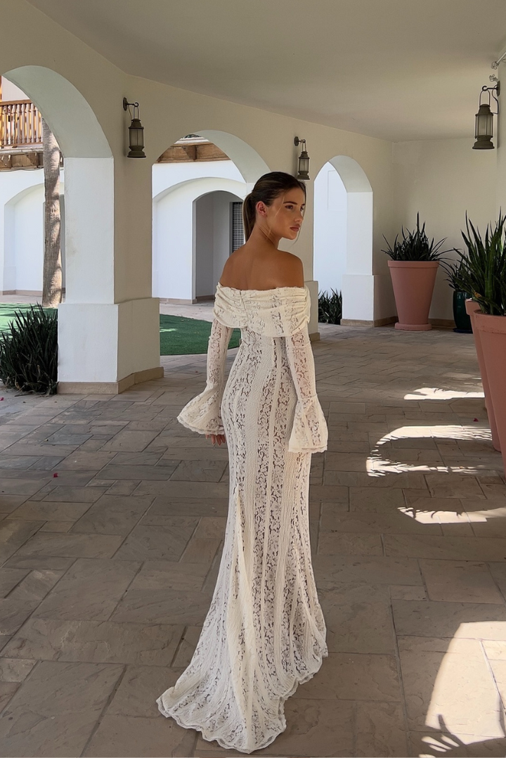 Arabella | Lace Bell Sleeve Off Shoulder Dress