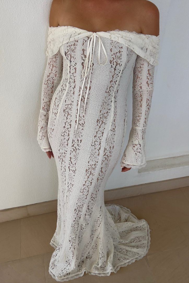 Arabella | Lace Bell Sleeve Off Shoulder Dress