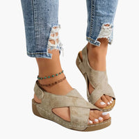 Margaux | Cross-Strap Platform Sandals with Wedge Sole