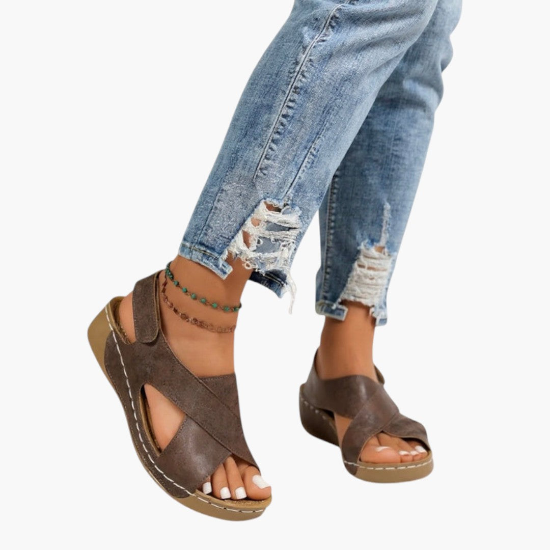 Margaux | Cross-Strap Platform Sandals with Wedge Sole