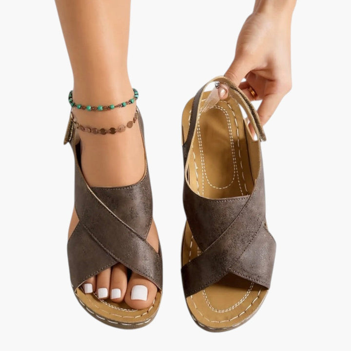 Margaux | Cross-Strap Platform Sandals with Wedge Sole