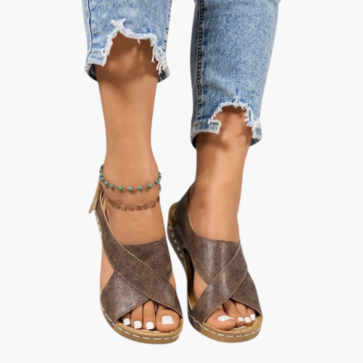 Margaux | Cross-Strap Platform Sandals with Wedge Sole