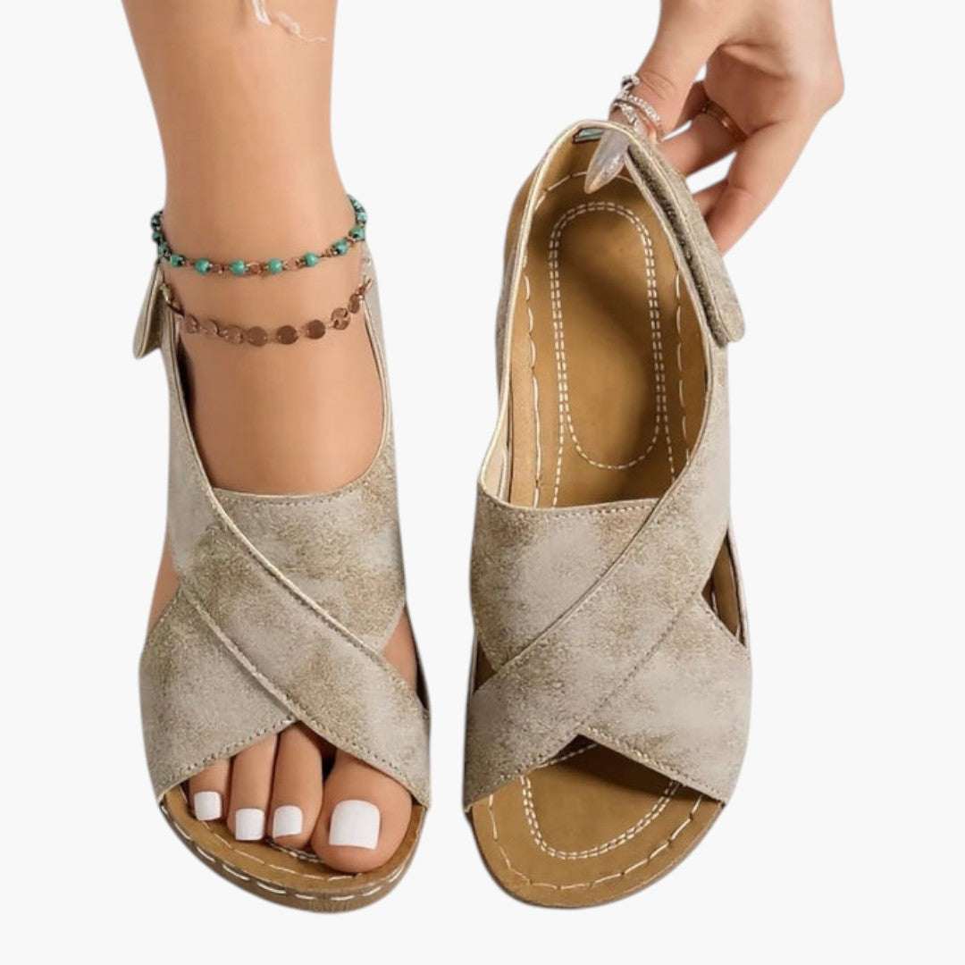 Margaux | Cross-Strap Platform Sandals with Wedge Sole
