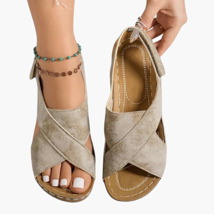 Margaux | Cross-Strap Platform Sandals with Wedge Sole