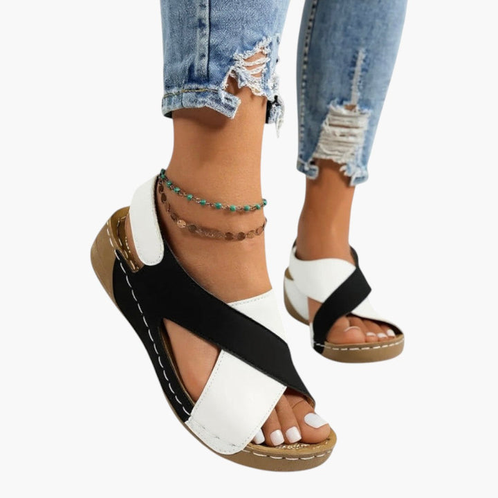 Margaux | Cross-Strap Platform Sandals with Wedge Sole
