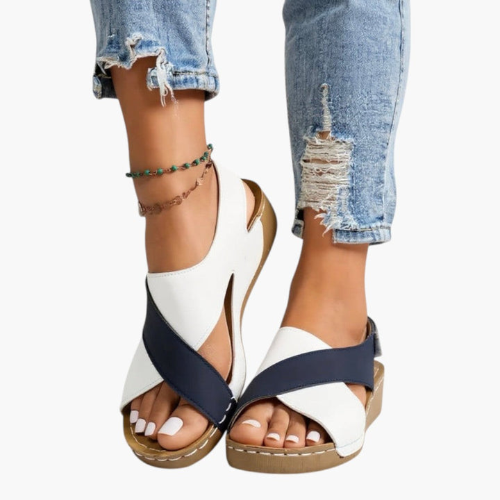 Margaux | Cross-Strap Platform Sandals with Wedge Sole