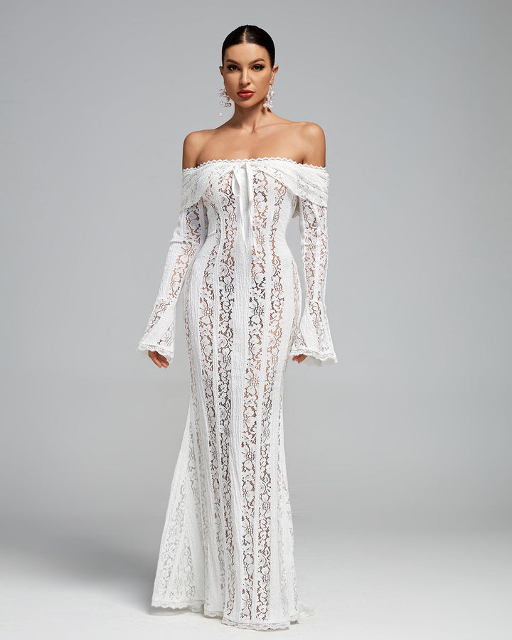 Arabella | Lace Bell Sleeve Off Shoulder Dress