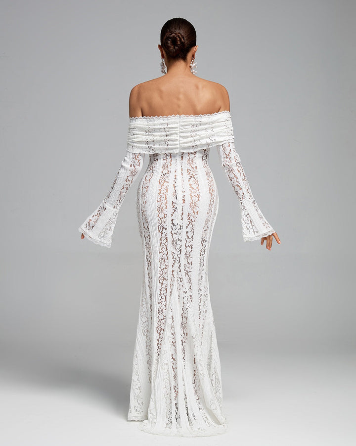 Arabella | Lace Bell Sleeve Off Shoulder Dress