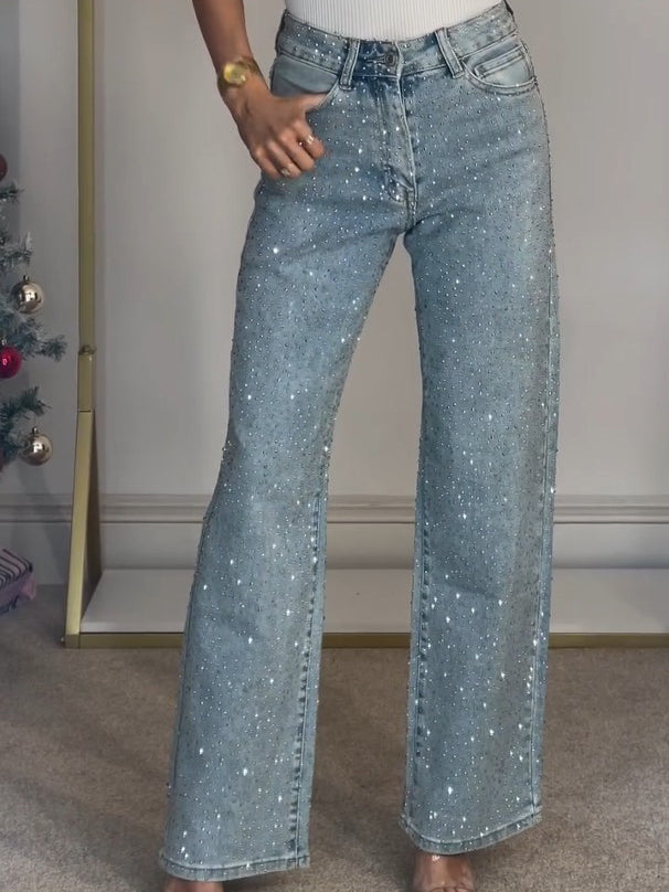 Celestine | Women's Jeans High Waist Sparkle Straight Denim