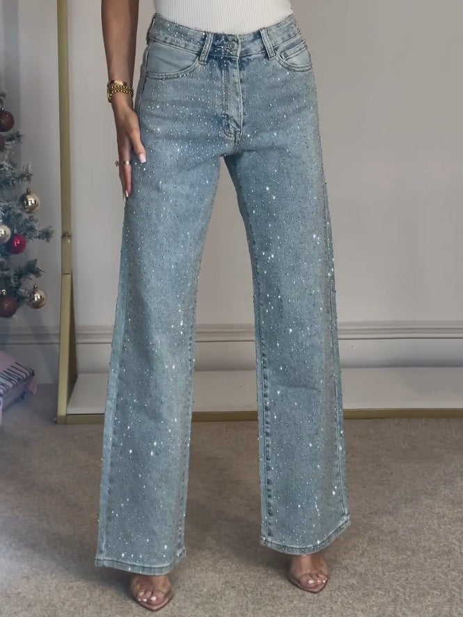 Celestine | Women's Jeans High Waist Sparkle Straight Denim
