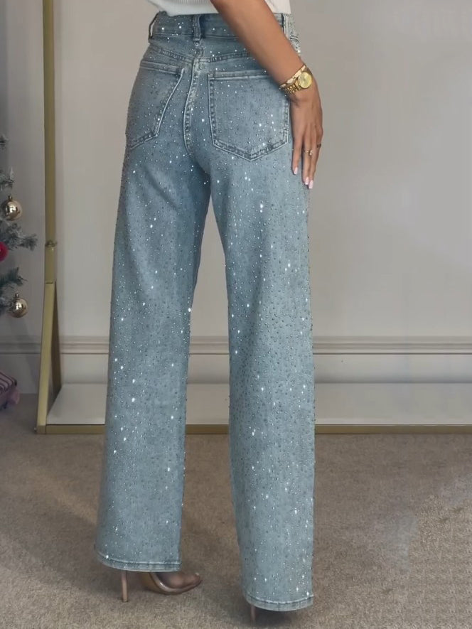 Celestine | Women's Jeans High Waist Sparkle Straight Denim