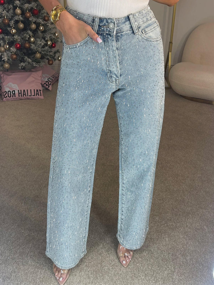 Celestine | Women's Jeans High Waist Sparkle Straight Denim