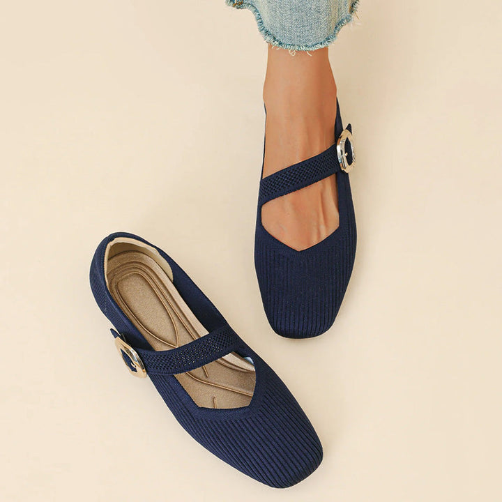 Genevre | Women's Mary Jane Orthopedic Flats with Buckle Strap Detail