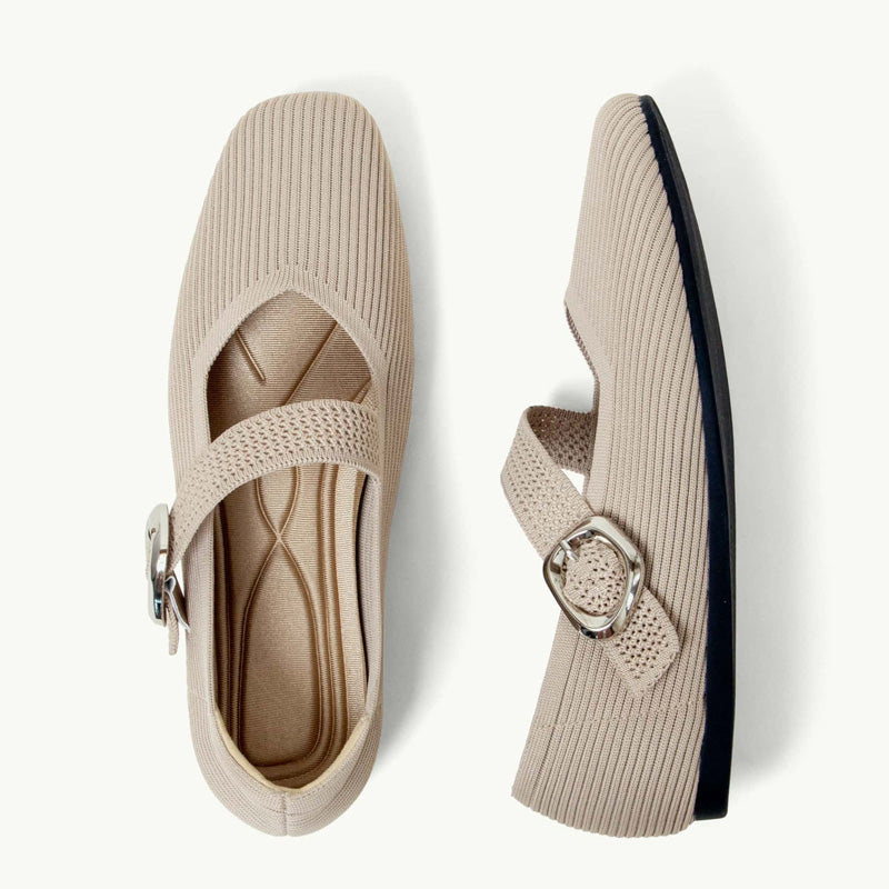 Genevre | Women's Mary Jane Orthopedic Flats with Buckle Strap Detail
